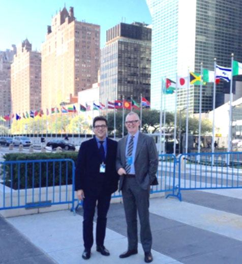 Yann le Cam & Anders outside the UN headquarters New York